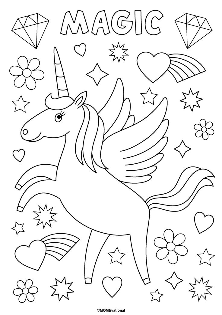 Fun and free unicorn coloring pages for kids