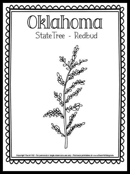 Oklahoma state tree coloring page the redbud free printable â the art kit