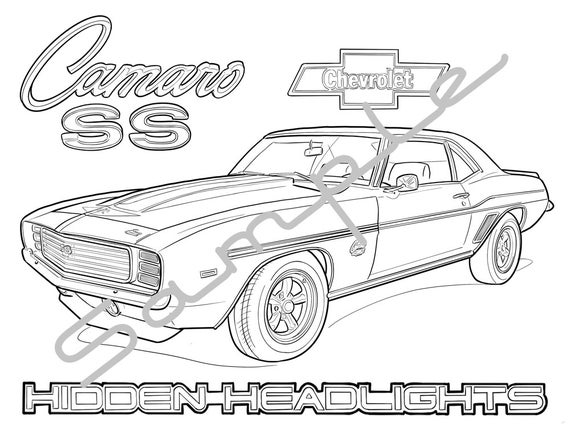 Chevy camaro ss with hidden headlights adult coloring