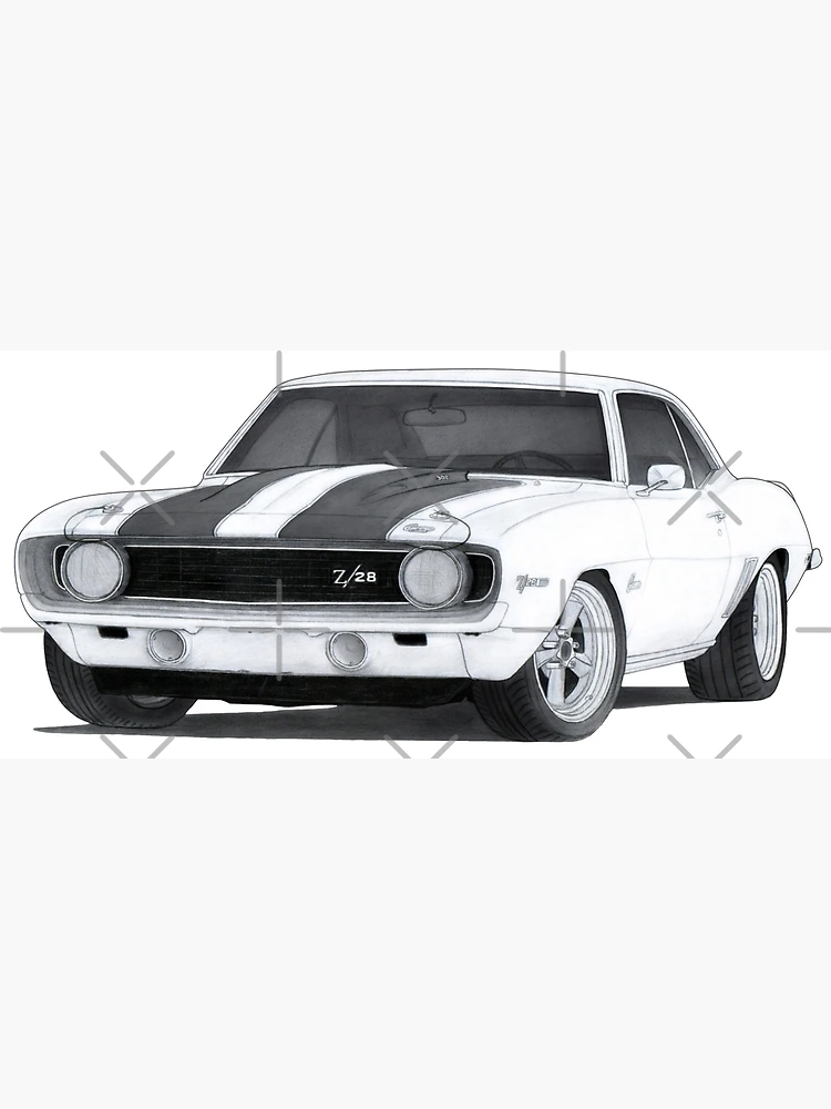 Chevrolet camaro z drawing framed art print for sale by itsmeruva