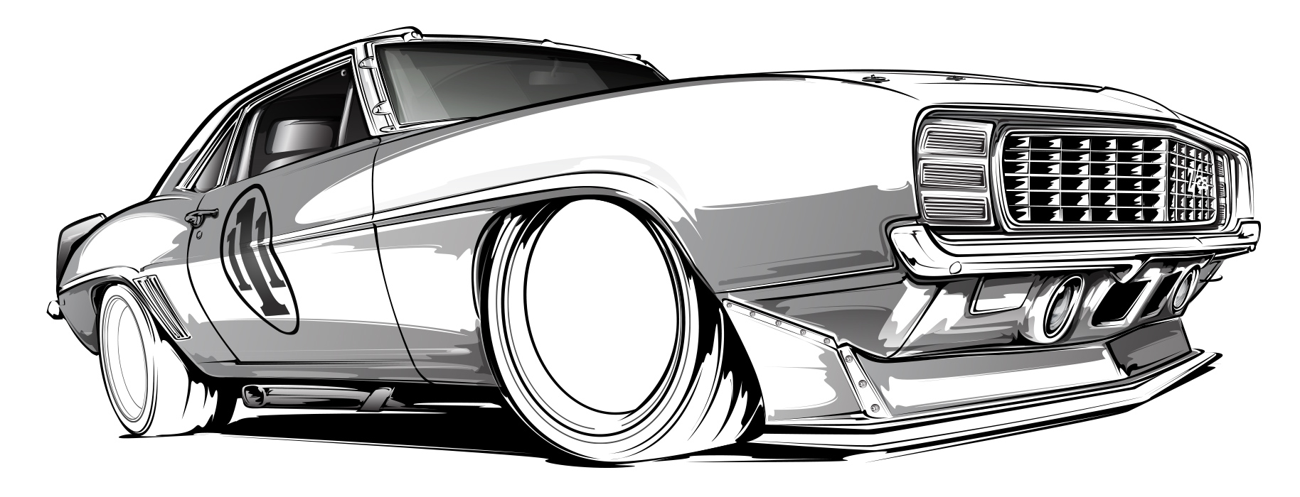 Illustration creating the big red camaro sema poster â the round six podcast