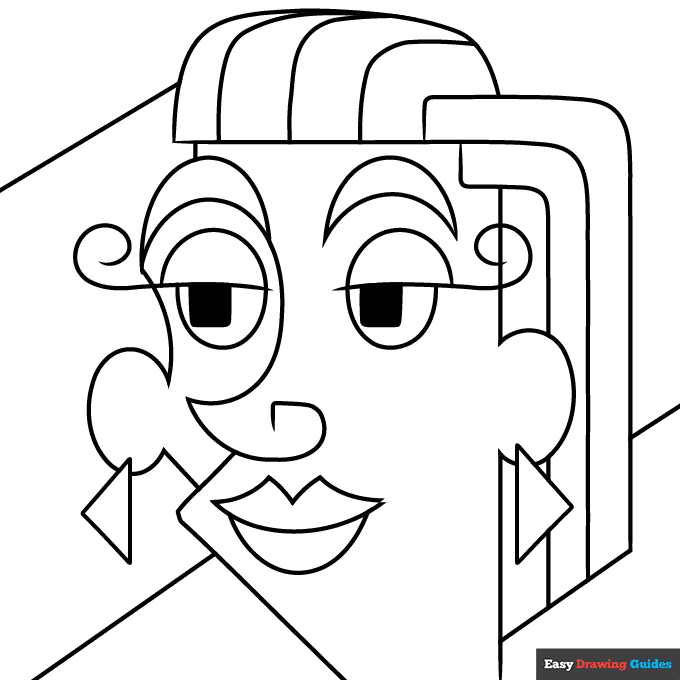 Abstract face coloring page easy drawing guides