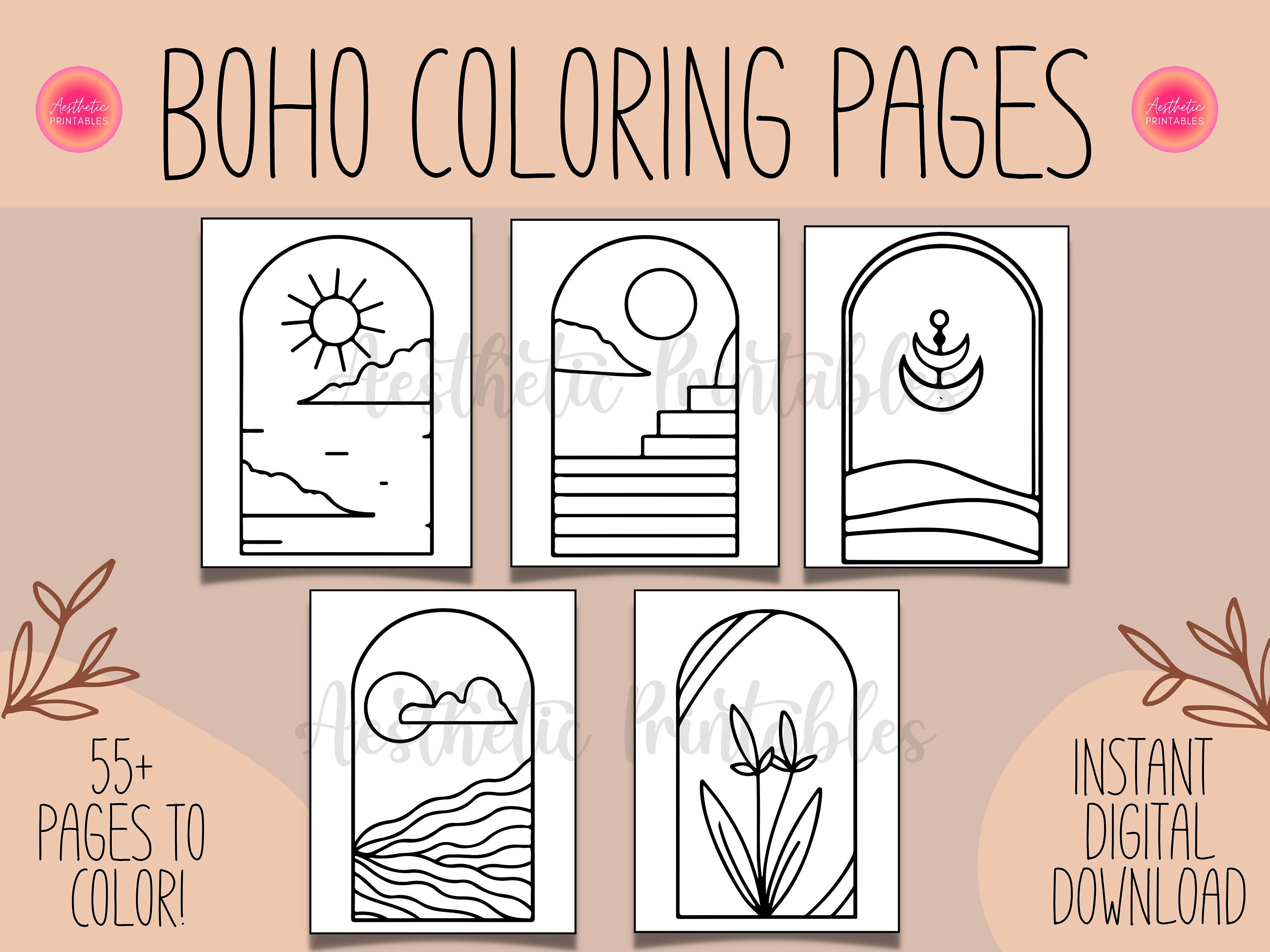 Boho coloring pages boho coloring book printable minimalist printable for teens adult coloring sheets premium coloring pages pdf