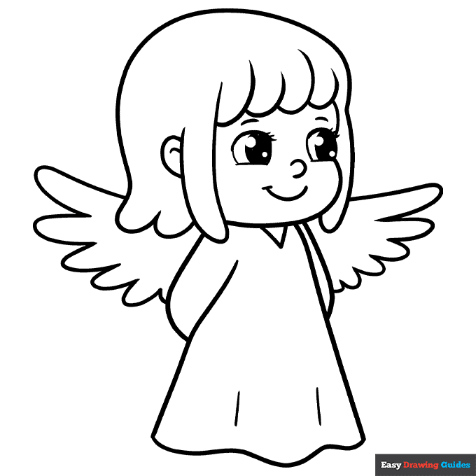 Cartoon angel coloring page easy drawing guides