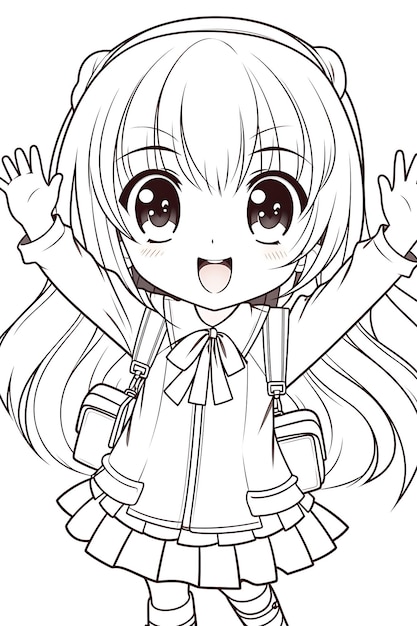 Premium vector anime coloring page