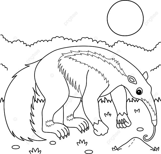 Giant anteater animal coloring page for kids design giant grassland vector animal drawing grass drawing tea drawing png and vector with transparent background for free download