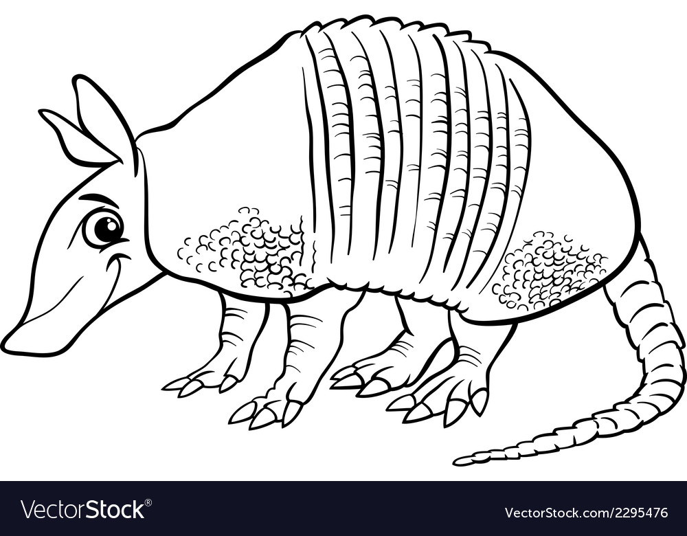 Armadillo animal cartoon coloring page royalty free vector