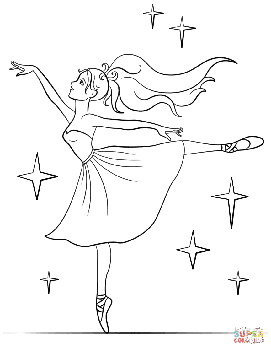 Beautiful ballerina coloring page free printable coloring pages