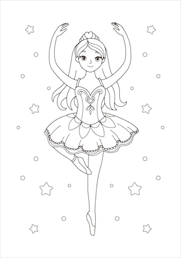 Premium vector printable ballerina coloring page