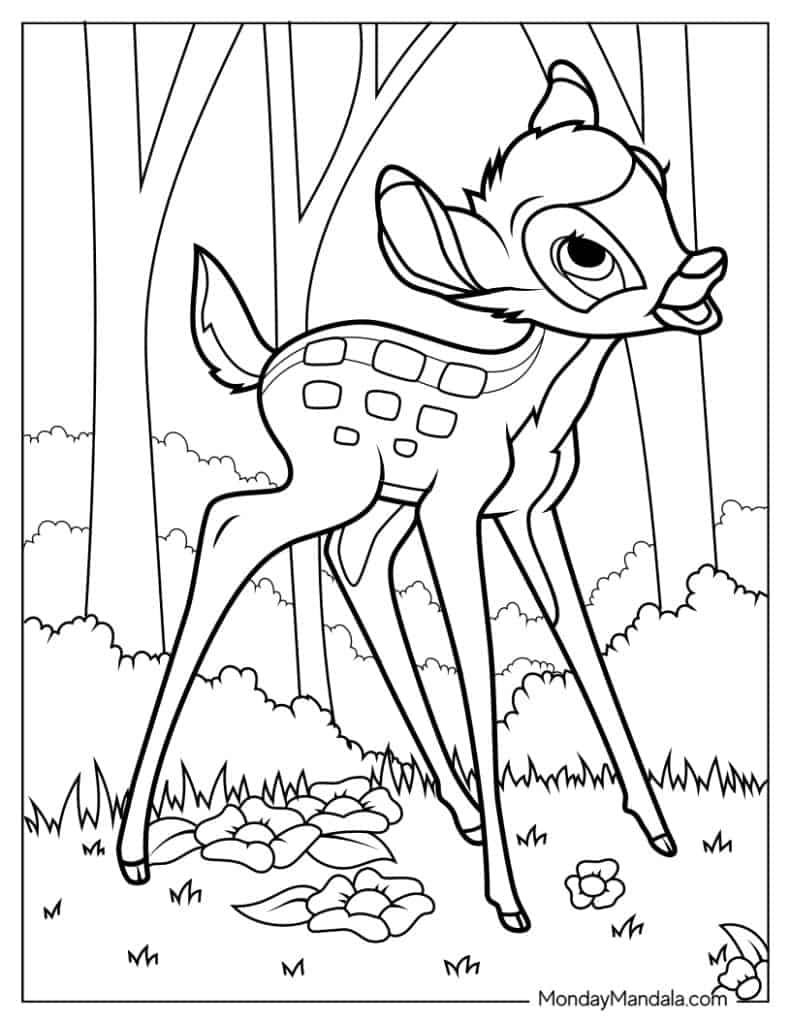 Bambi coloring pages free pdf printables