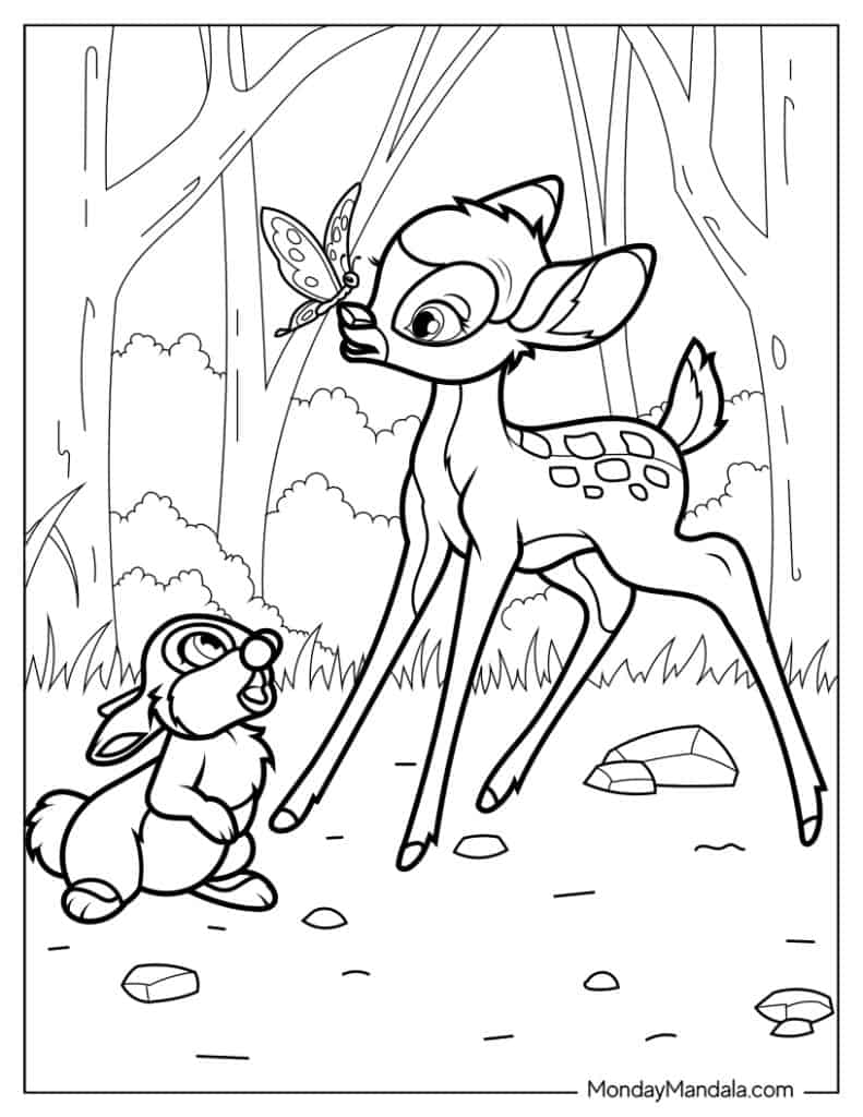 Bambi coloring pages free pdf printables