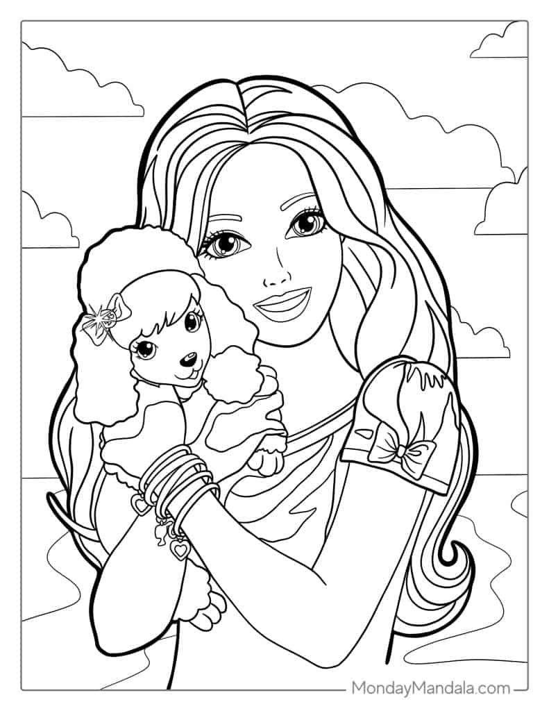 Barbie coloring pages free pdf printables