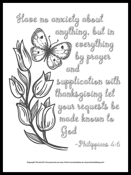 Free printable bible verse coloring page have no anxiety â the art kit