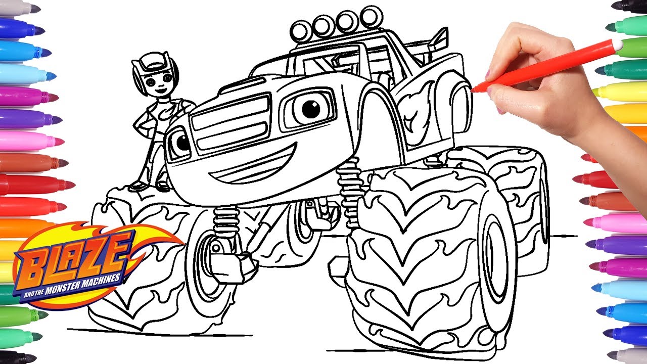 Blaze and the onster achines coloring pages coloring aj and blaze blaze onster truck