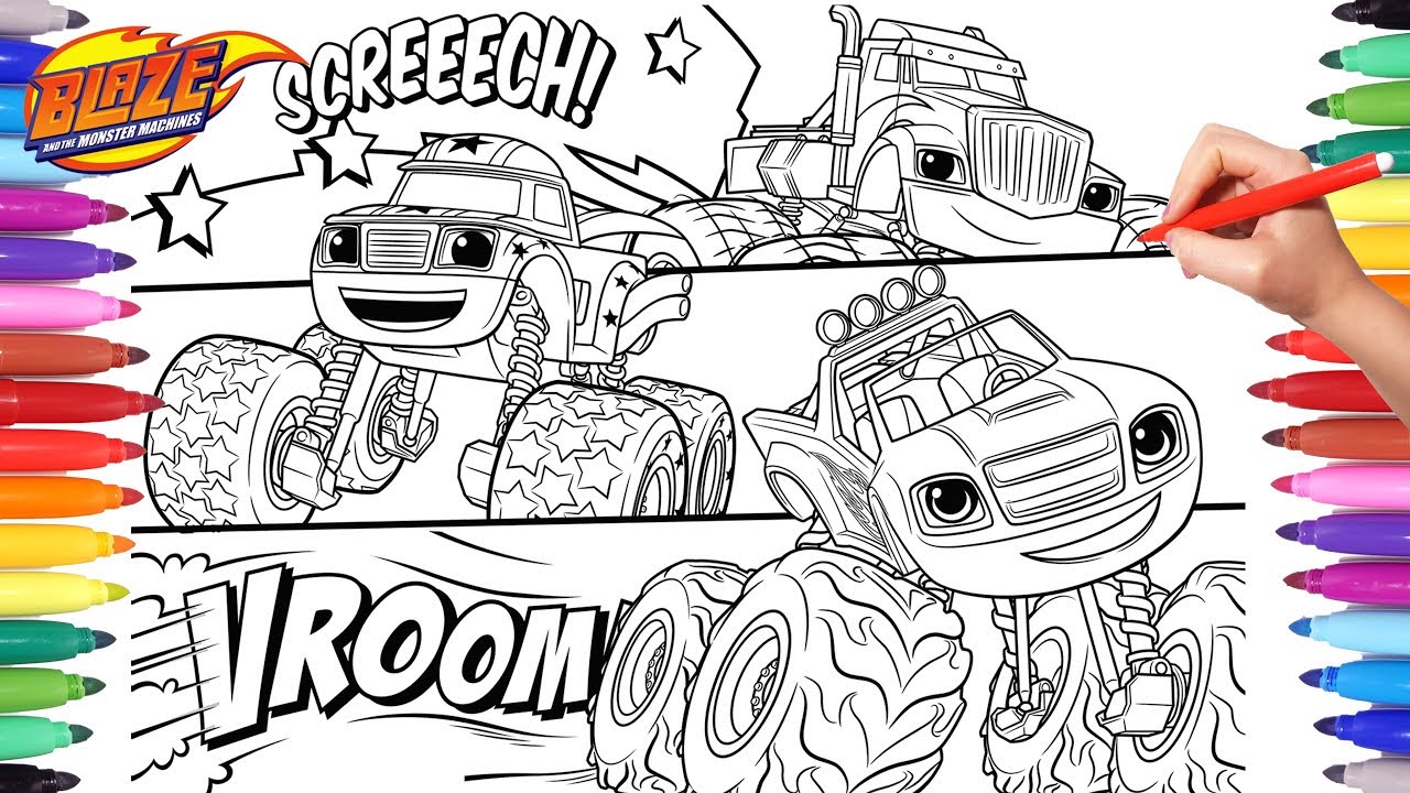 Blaze and the onster achines coloring pages coloring blaze onster truck car coics for kids