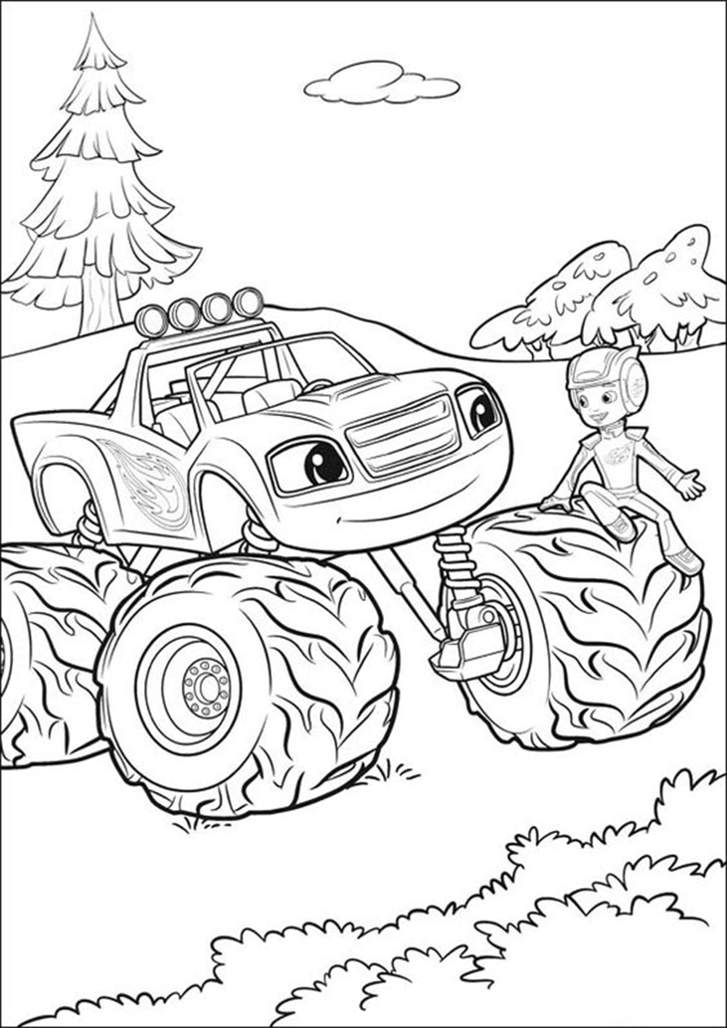 Free easy to print monster truck coloring pages