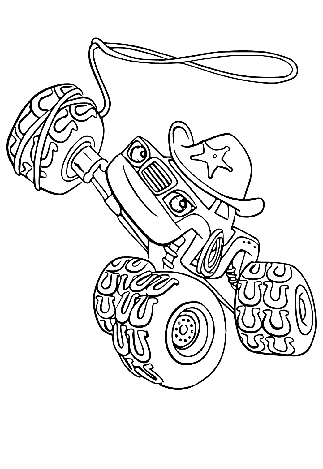 Free printable blaze cowboy coloring page for adults and kids