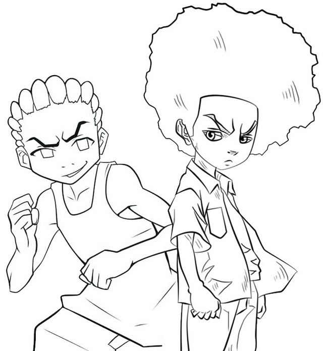 Celebrity cameo boondocks coloring page cartoon coloring pages cartoon art drawing mini canvas art