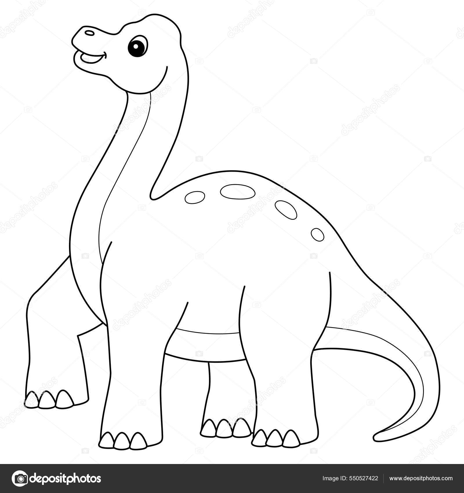 Brachiosaurus coloring isolated page for kids stock vector by abbydesign