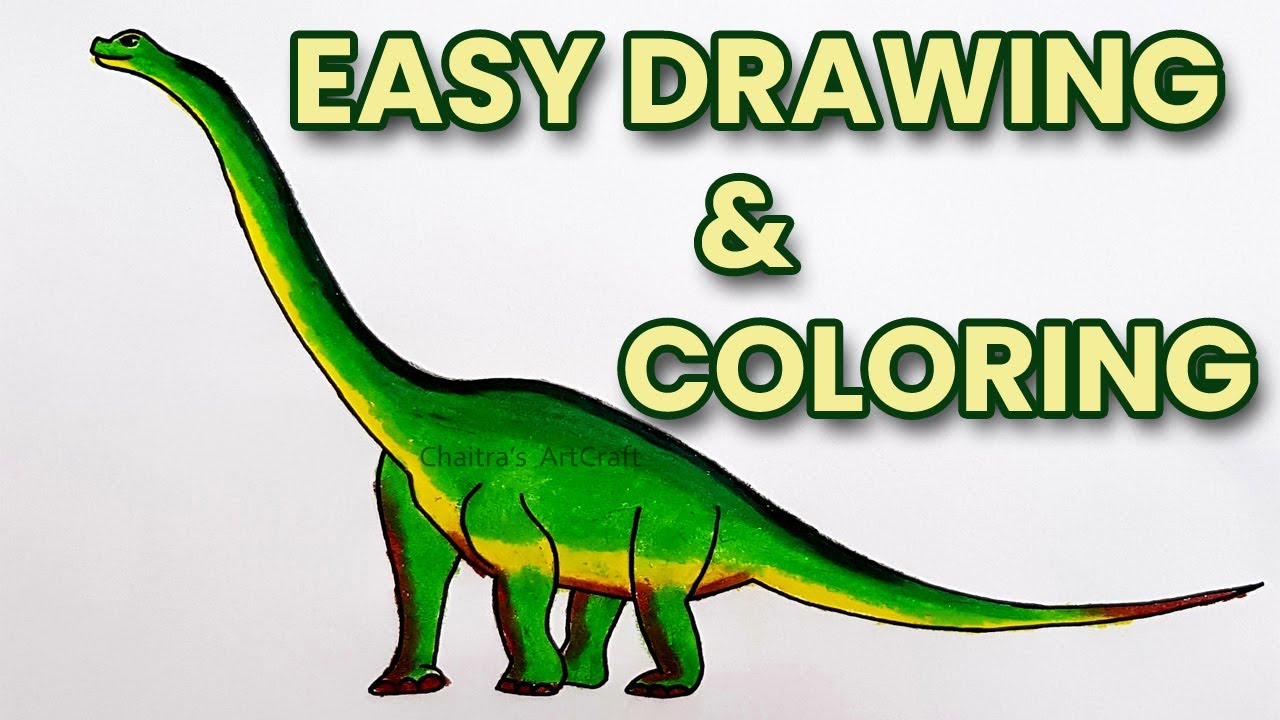 How to draw color a dinosaur brachiosaurus step by step drawing coloring for children