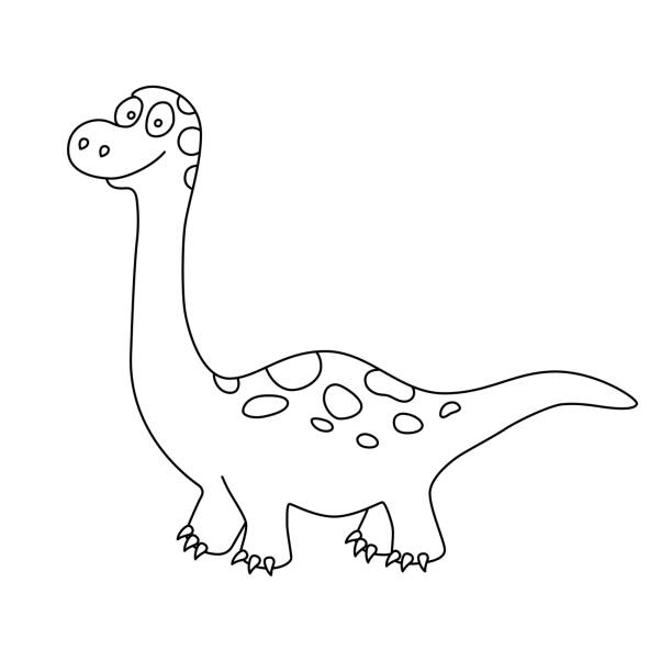 Cute dinosaur dino brachiosaurus hand drawn vector illustration stock illustration