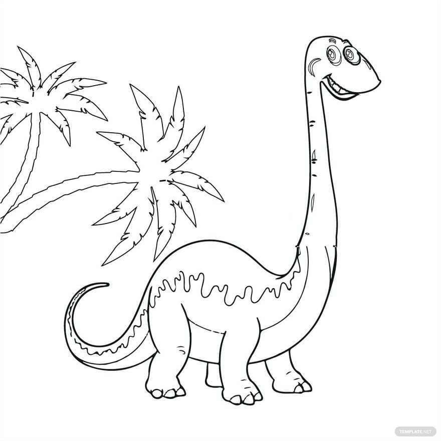 Free long neck dinosaur coloring page