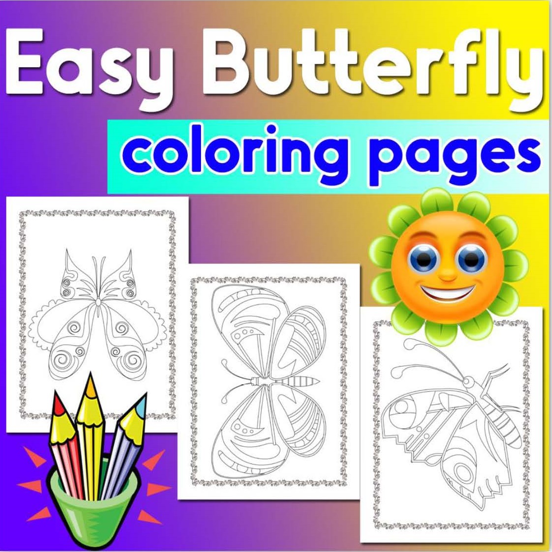 Easy butterfly coloring pages for kids made by teachers