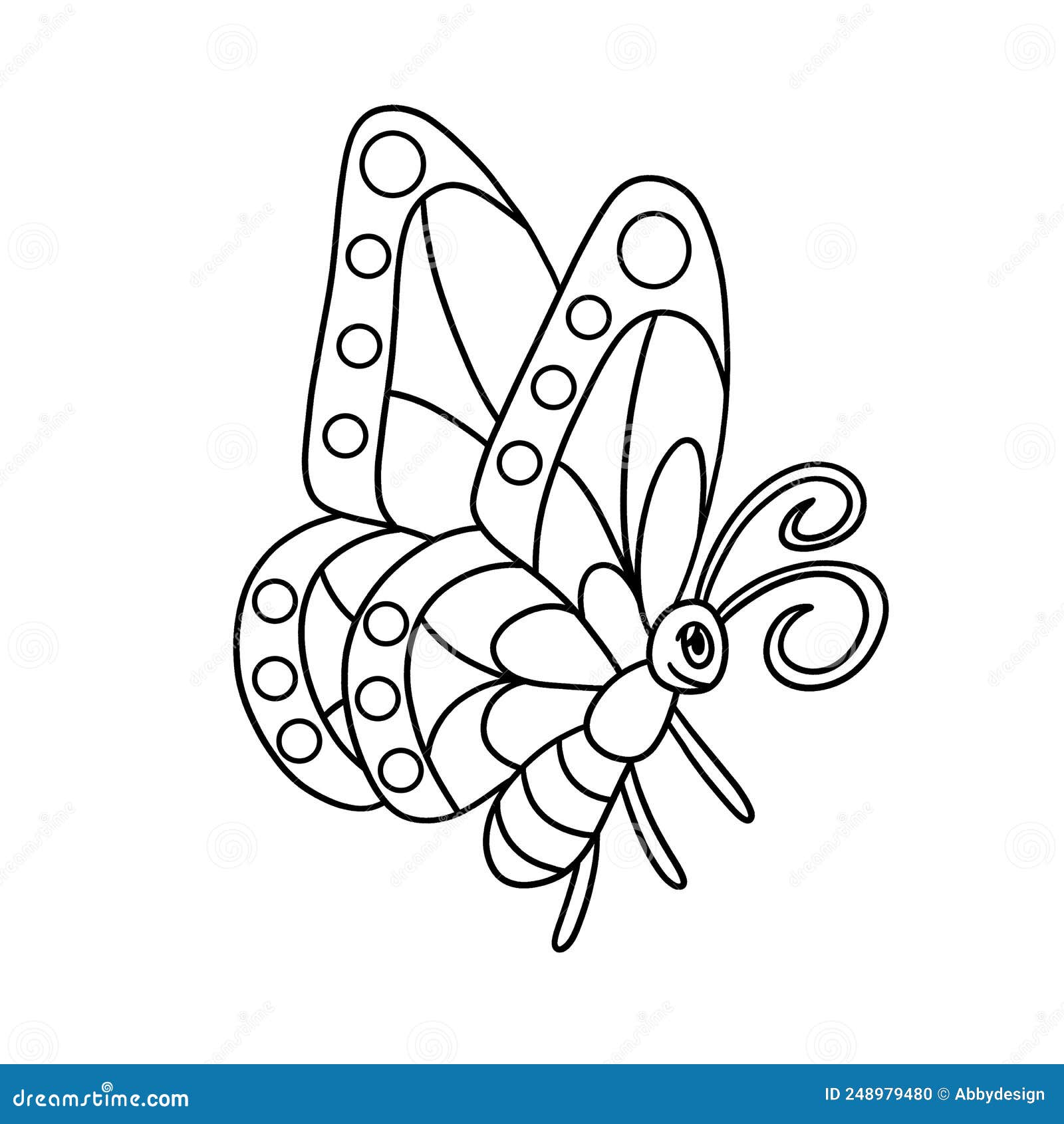 Butterfly coloring page isolated for kids stock vector