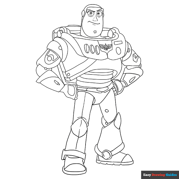 Buzz lightyear from toy story coloring page easy drawing guides