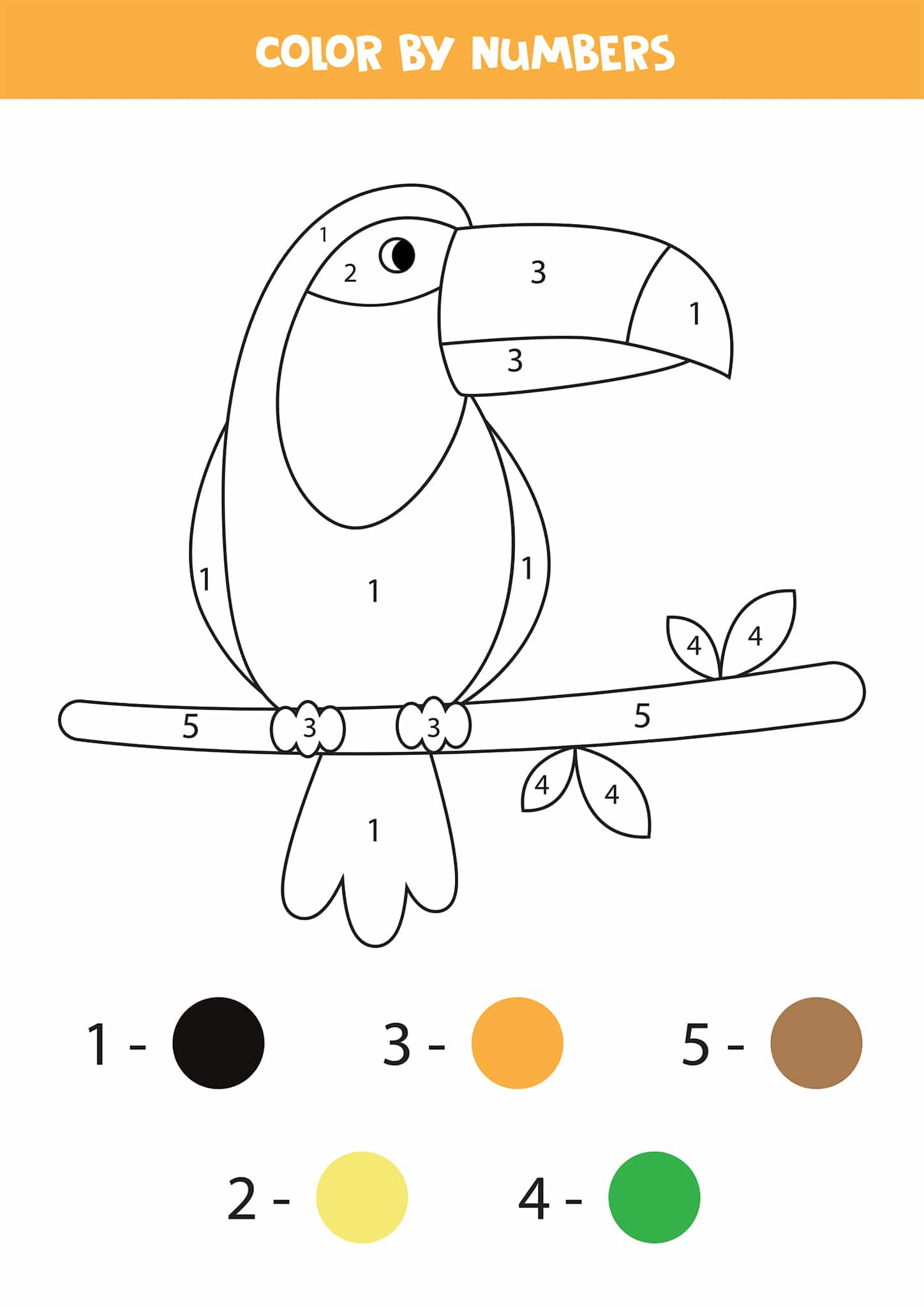 Free printable color by number worksheets for kindergarten
