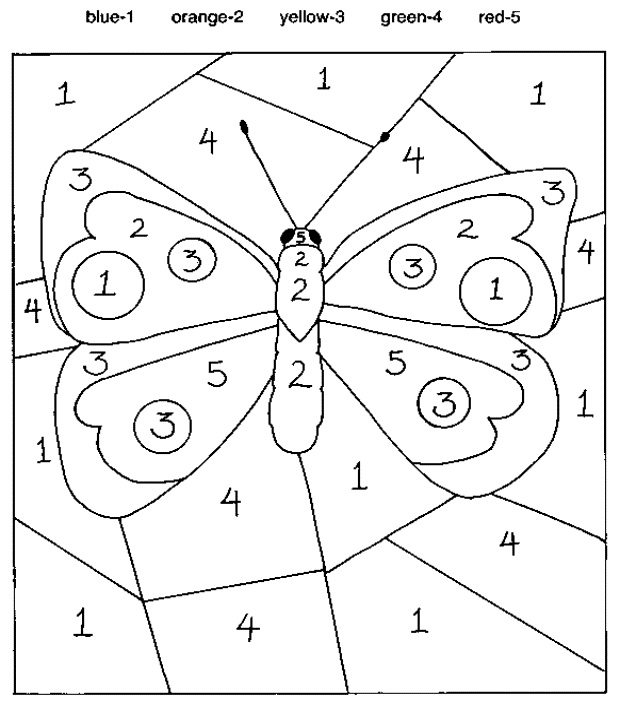 Easy color by number for preschool and kindergarten kindergarten coloring pages numbers for kids butterfly coloring page