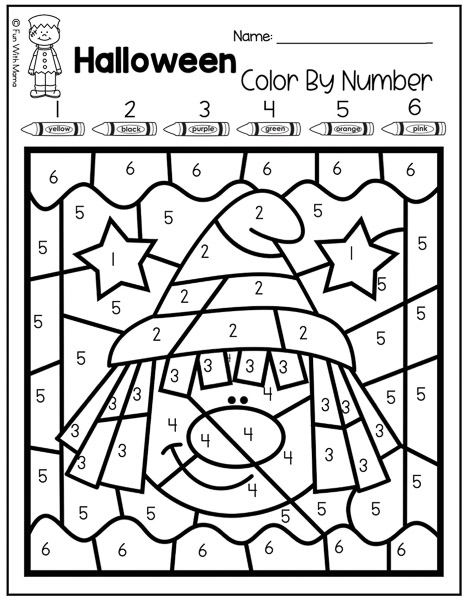 Free halloween color by number printables