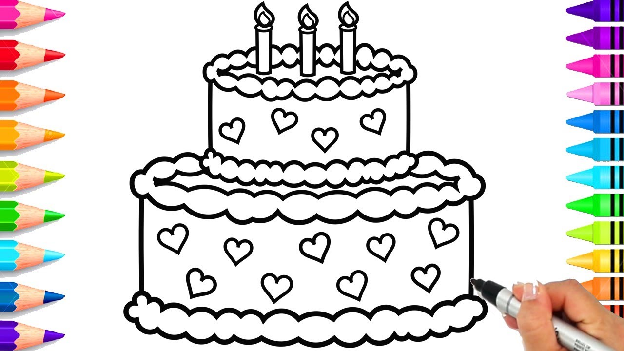 How to draw a birthday cake for kids easy birthday cake coloring page learn to draw