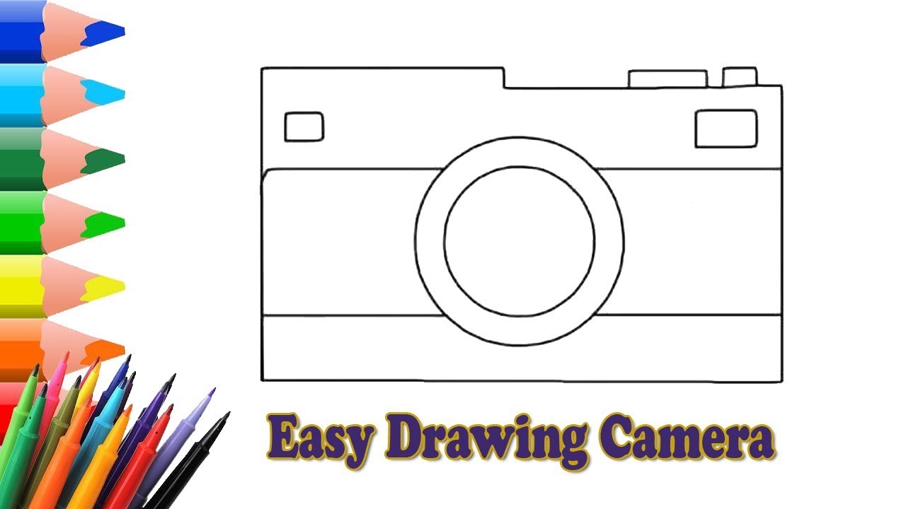 How to draw a cute Camera for kids | Easy step by step drawing | Camera  drawing - YouTube