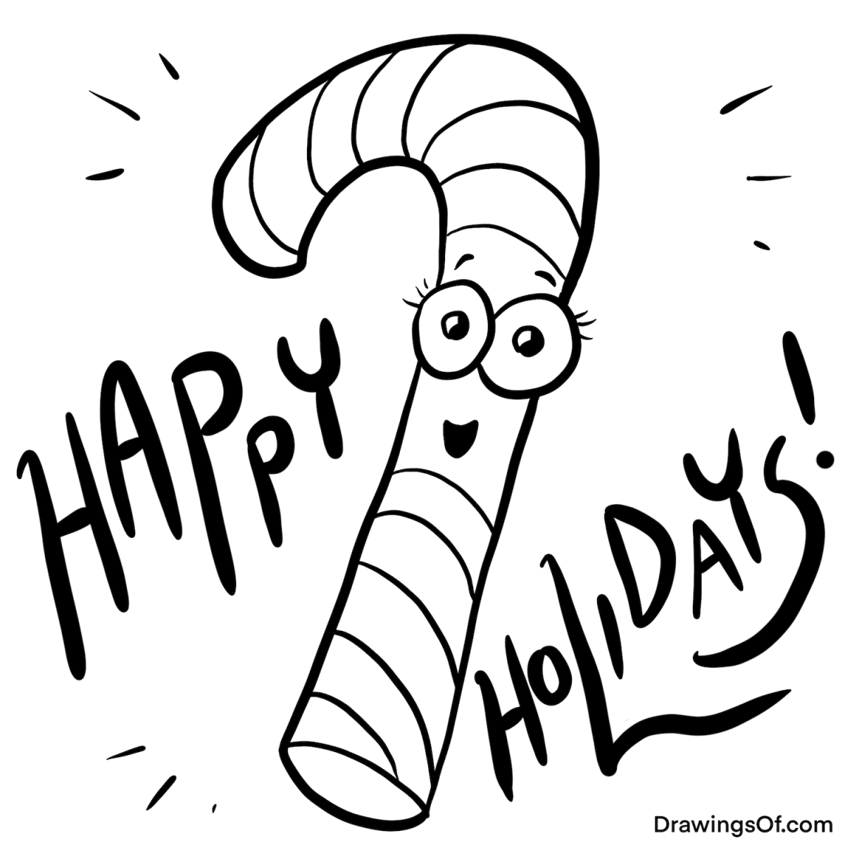 Candy cane drawing easy cute cartoons