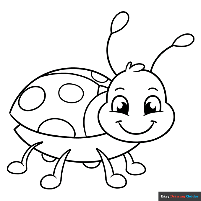 Easy cartoon bug coloring page easy drawing guides
