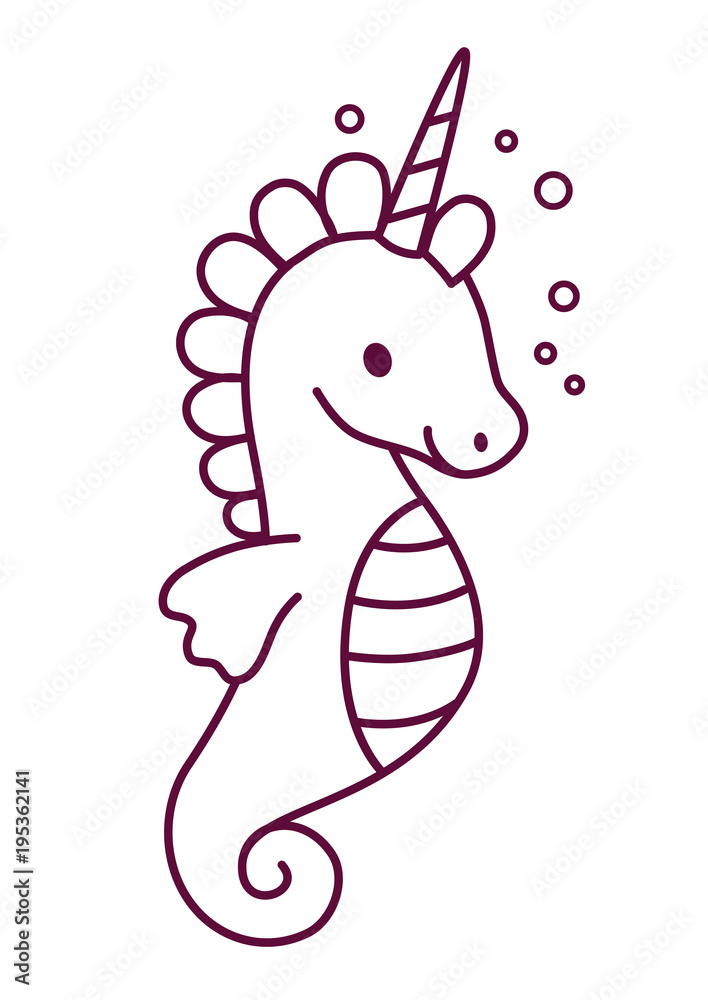 Cute unicorn simple cartoon coloring page vector illustration simple flat line doodle icon contemporary style design element isolated on white magical creatures fantasy fairy dreams theme vector