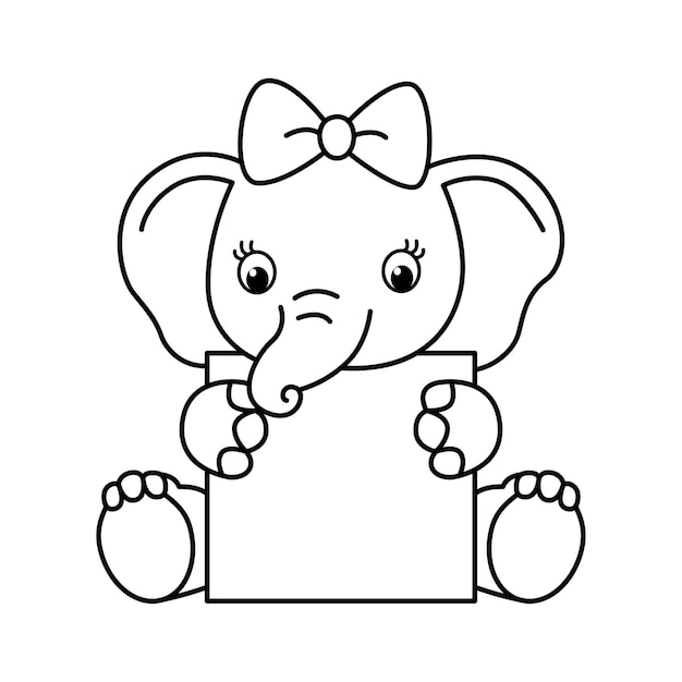 Premium vector cute elephant cartoon coloring page illustration vector for kids coloring book