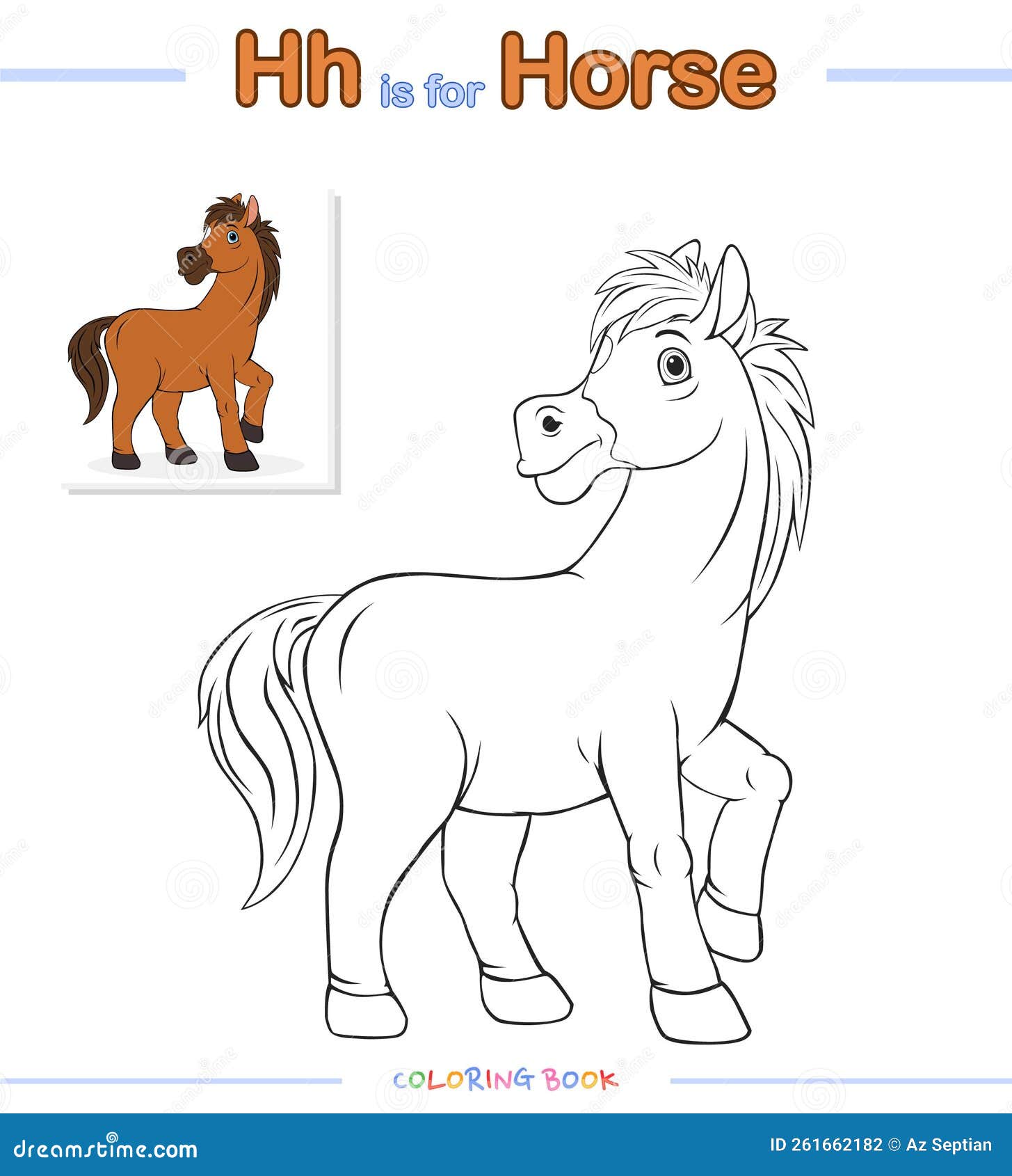 Kids coloring books or coloring pages horse illustration stock vector