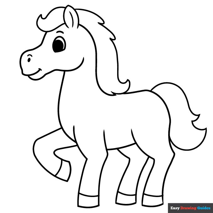 Easy horse coloring page easy drawing guides horse coloring pages animal sketches easy horse coloring