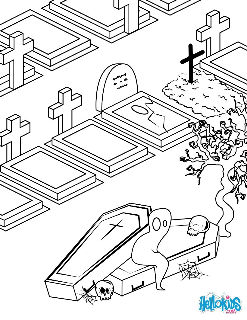 Cemetery spooks coloring pages