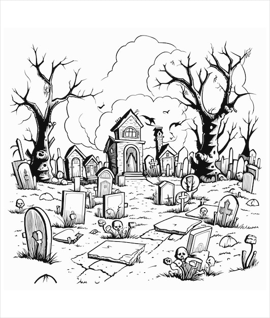 Graveyard coloring page images