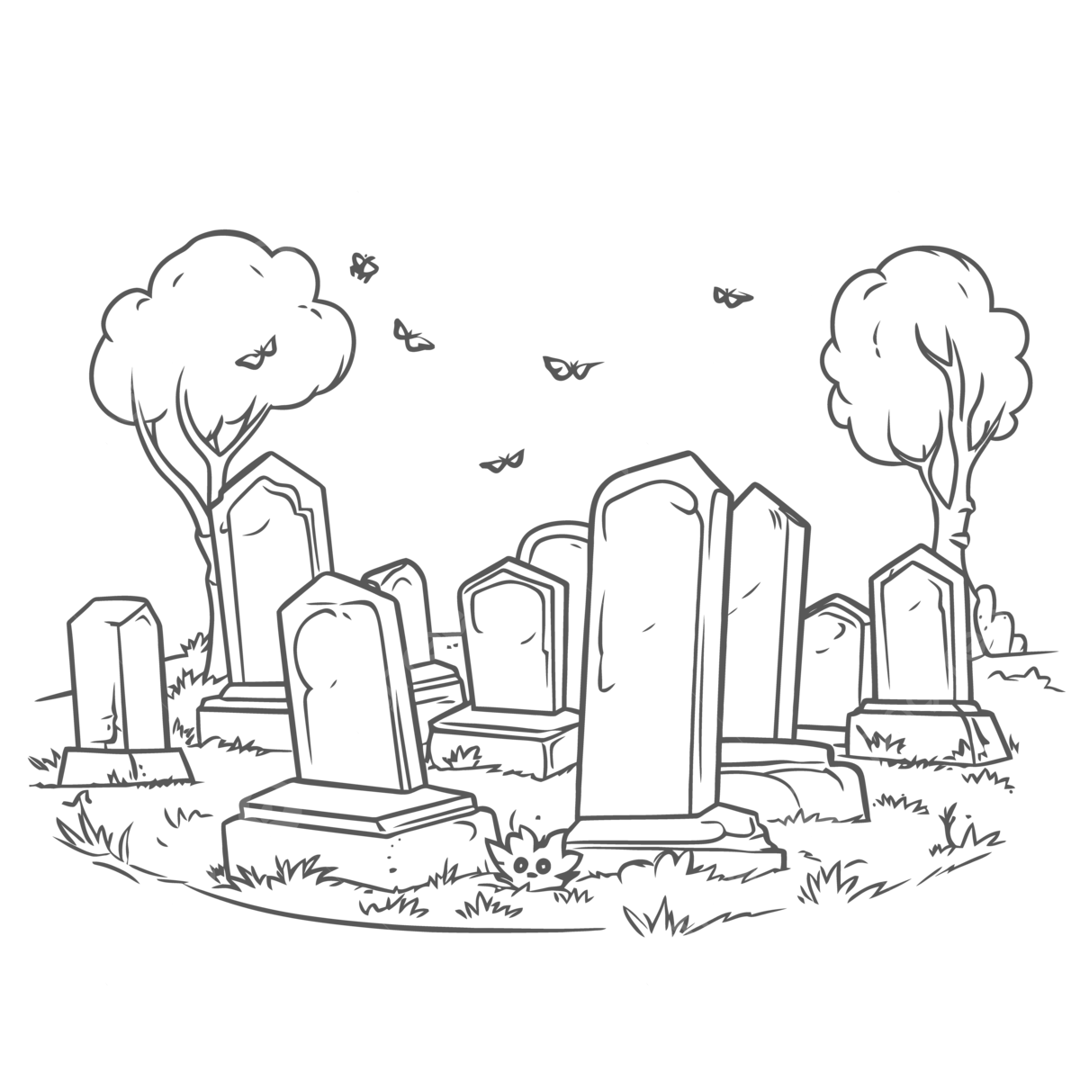 Graveyard coloring page with graves coloring pages outline sketch drawing vector wing drawing ring drawing graveyard drawing png and vector with transparent background for free download