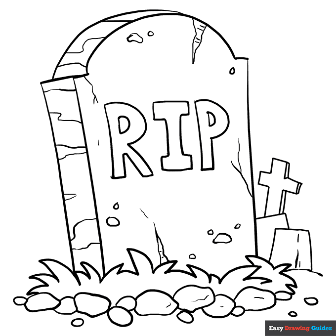 Tombstone coloring page easy drawing guides