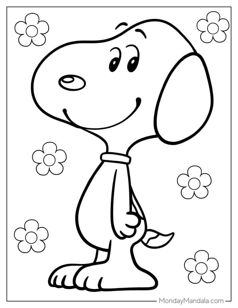 Peanuts snoopy coloring pages free pdf printables