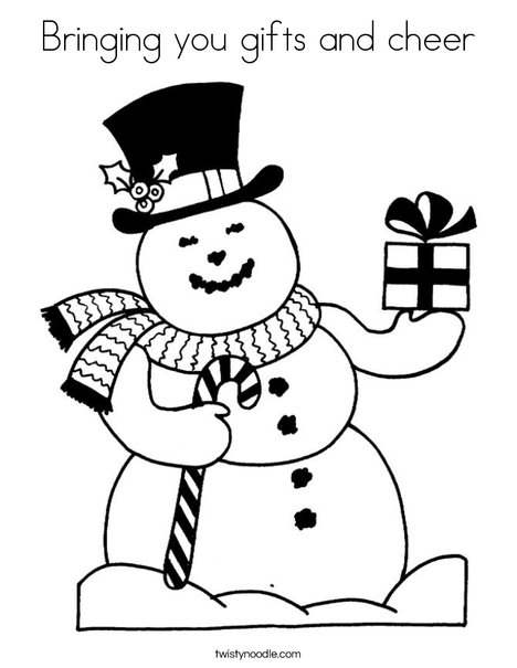 Bringing you gifts and cheer coloring page