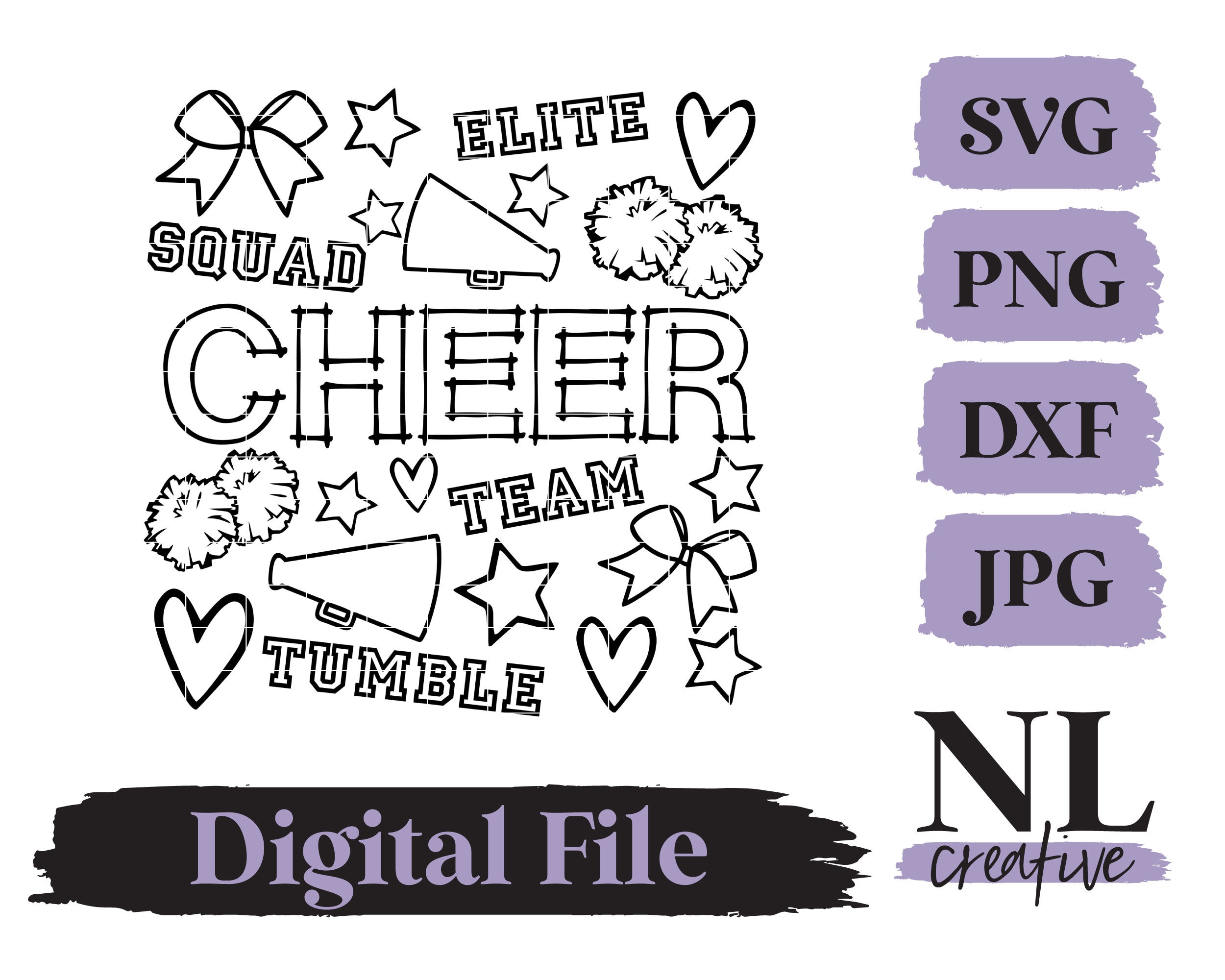 Cheer coloring doodle svg cricut silhouette sublimation