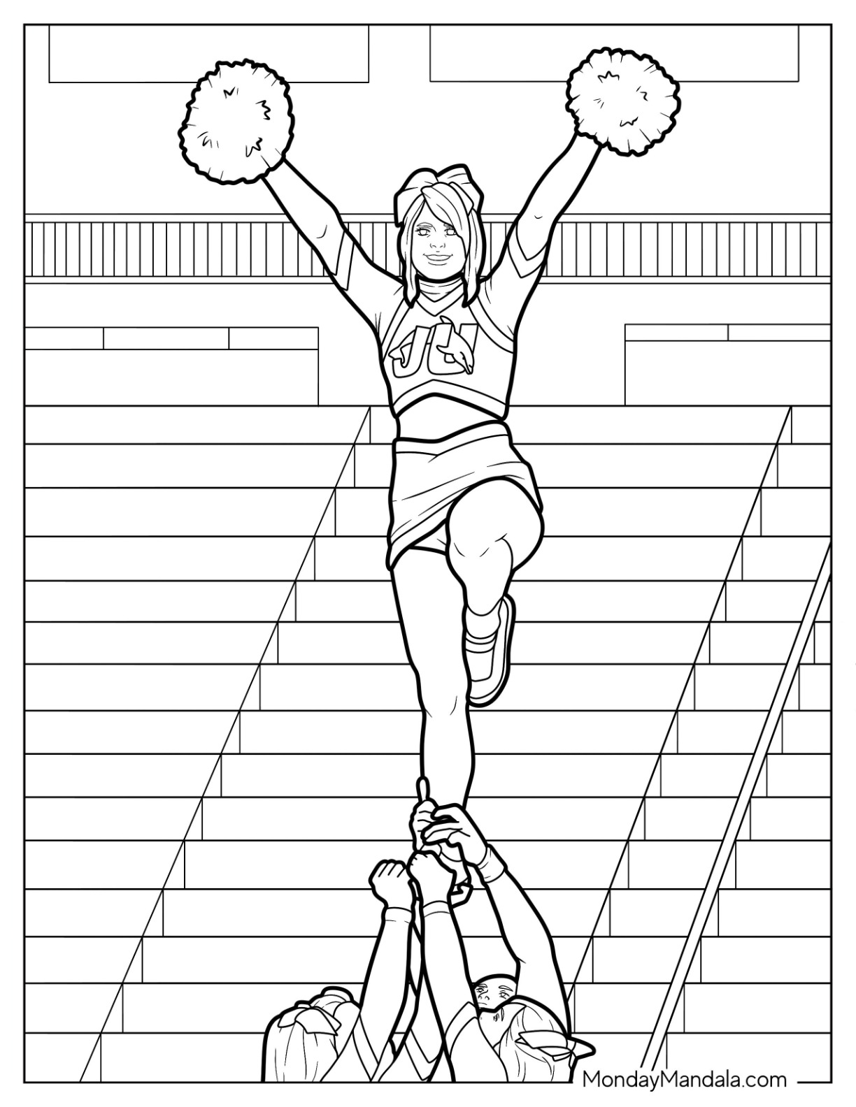 Cheerleading coloring pages free pdf printables