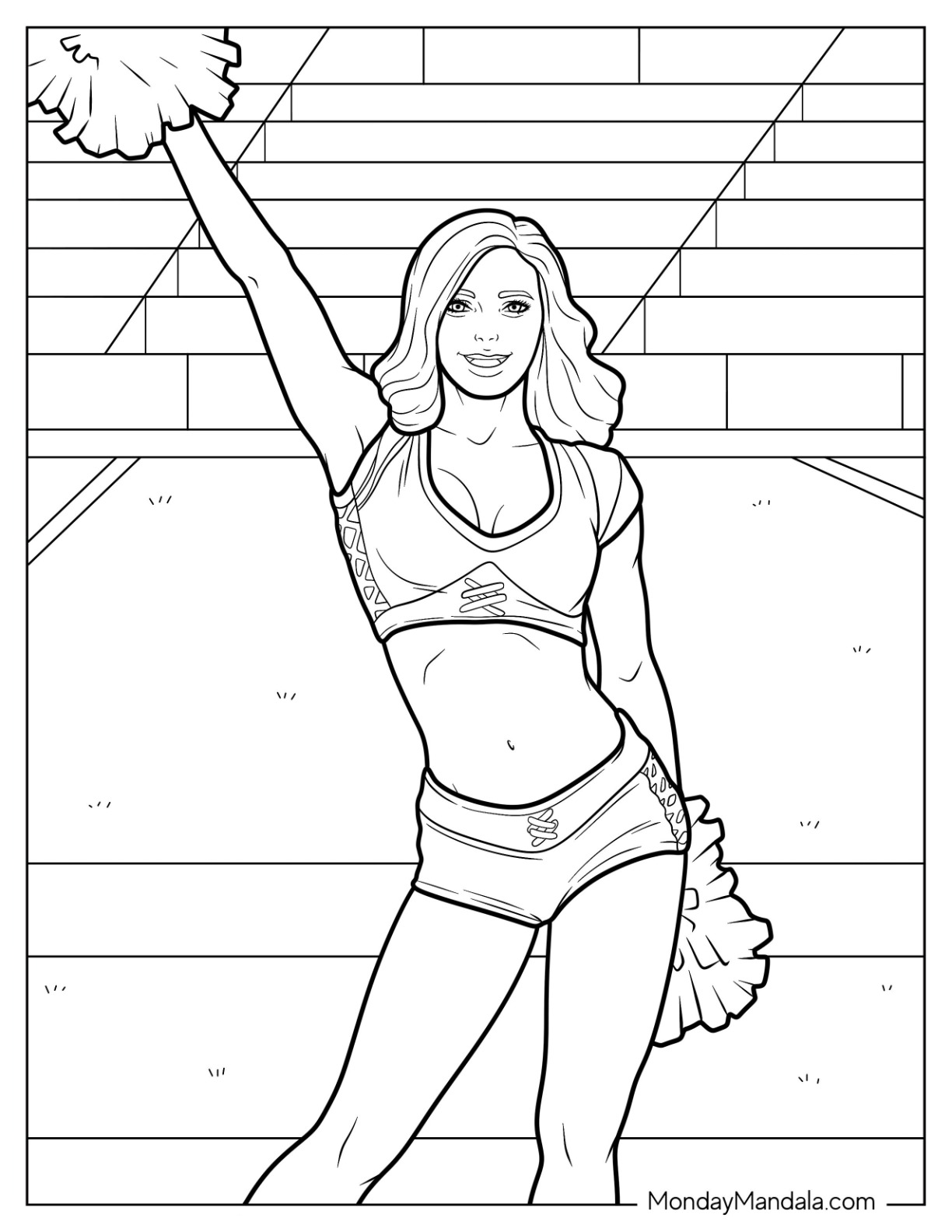 Cheerleading coloring pages free pdf printables