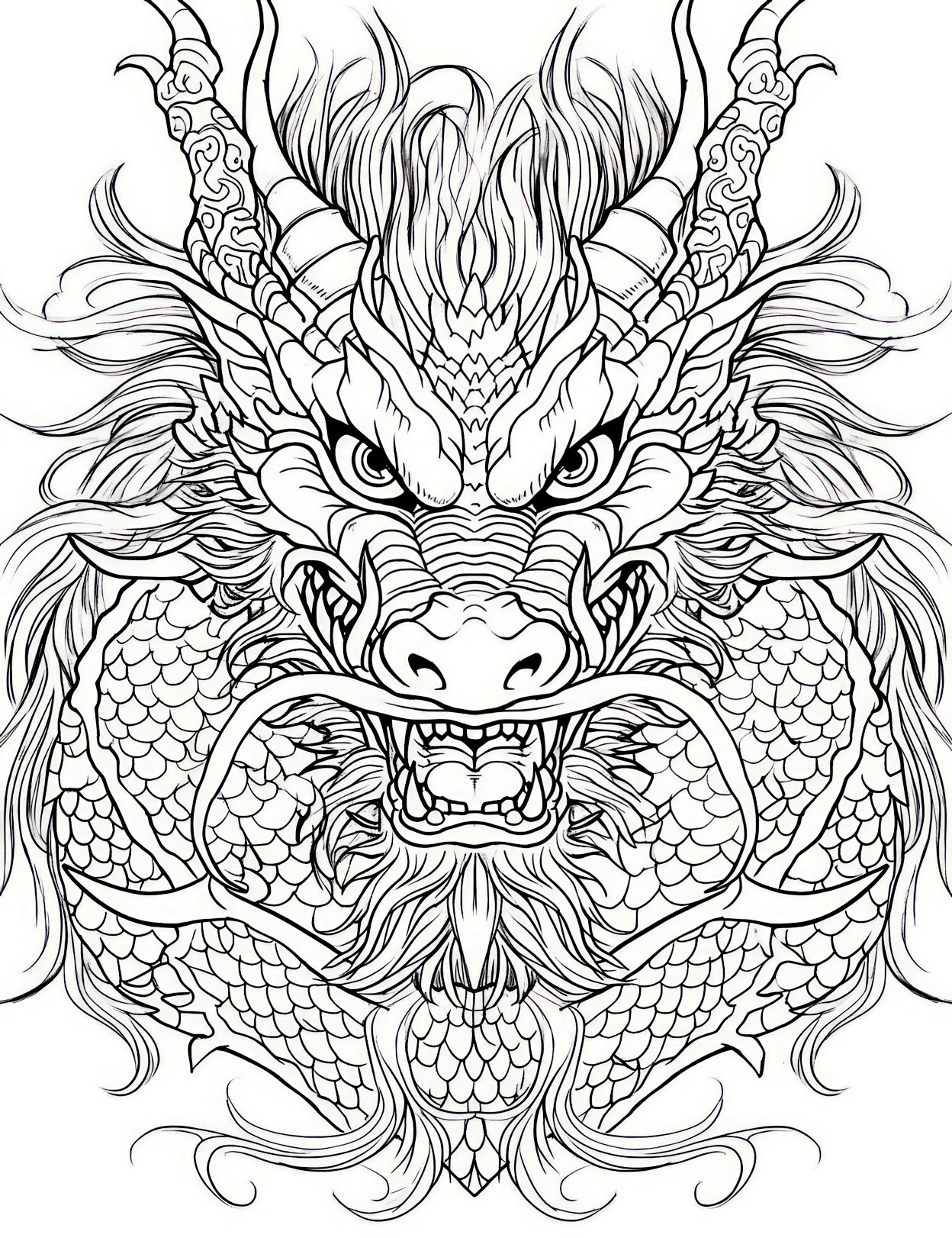 Majestic dragon coloring pages for kids and adults